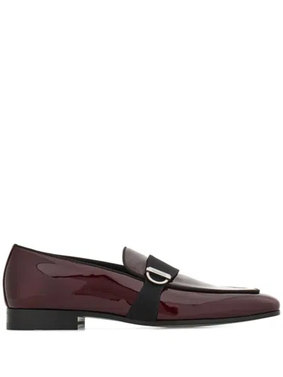 Ferragamo Gancini-plaque Patent Loafers In Red
