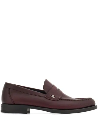 Ferragamo Gancini-plaque Penny Loafers In Red
