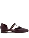 Ferragamo Linette Leather T-strap Ballerina Flats In Red