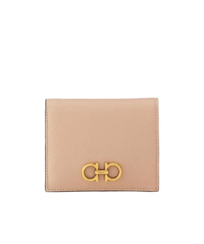 Ferragamo Gancini Plaque Purse In Nude