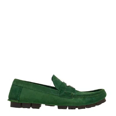 Ferragamo Gancini-plaque Leather Loafers In Green