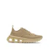 Ferragamo Gancini-plaque Low-top Sneakers In Beige