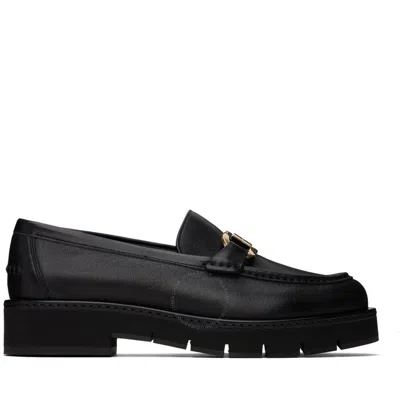 FERRAGAMO FERRAGAMO GANCINI-PLAQUE SLIP-ON CALFSKIN LOAFERS