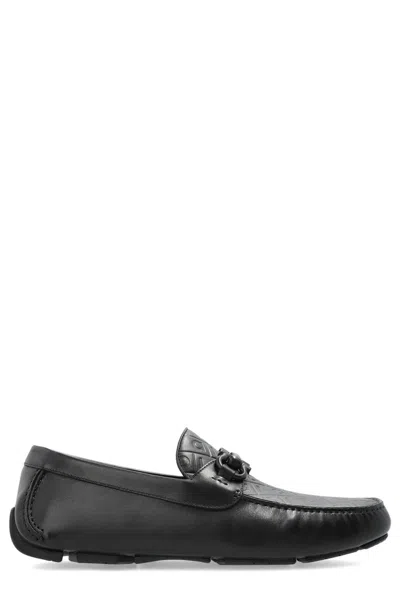 Ferragamo Gancini-plaque Slip-on Loafers In Black
