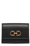 Ferragamo Gancini Plaque Tri-fold Wallet In Black