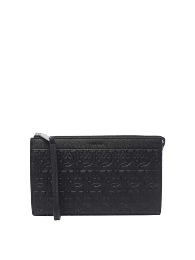 Ferragamo Men Gancini Pochette In Black
