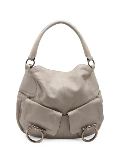 Pre-owned Ferragamo Gancini Pocket Shoulder Bag In Neutrals