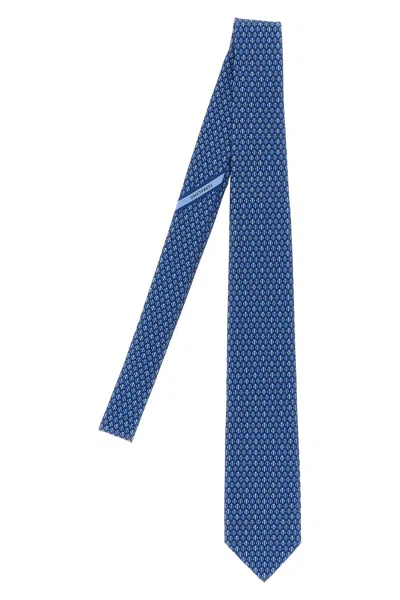 Ferragamo Gancini Pois Print Tie In Blue