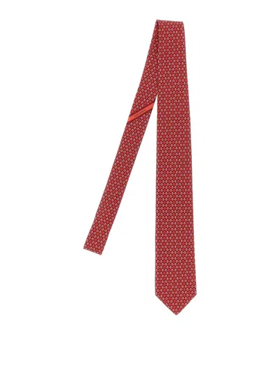 Ferragamo Gancini Pois Print Tie In Red