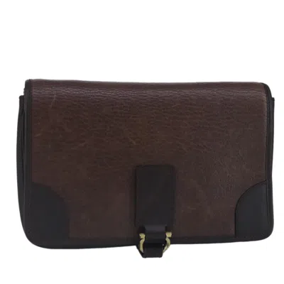Pre-owned Ferragamo Gancini Pouch Leather Leather Clutche & Pouche Bag () In Brown