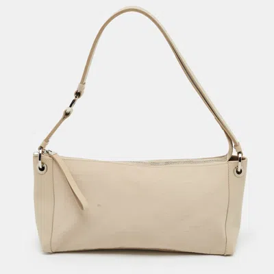 Pre-owned Ferragamo Gancini Print Beige Fabric And Leather Shoulder Bag