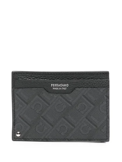 Ferragamo Gancini-print Cardholder In 黑色