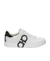 Ferragamo White Sneakers With Gancini Print On The Side And Contrasting Heel In White