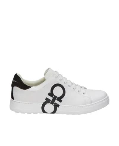 Ferragamo Double Gancini Brandy1 Sneakers In White