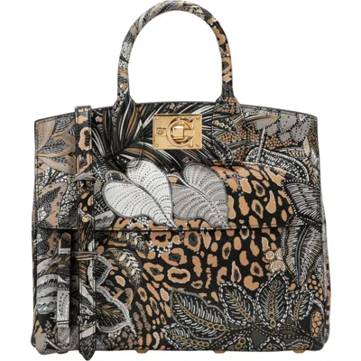 Ferragamo Gancini Print Leather Tote Bag In Multi