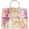 Ferragamo Gancini Print Leather Tote Bag In Multi