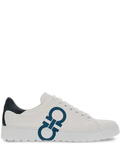 Ferragamo Gancini-print Low-top Sneakers In White