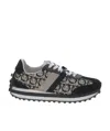 Ferragamo Gancini-print Low-top Sneakers In Black