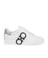 Ferragamo Women's Gancini Logo & Python Lace Up Low Top Sneakers In White
