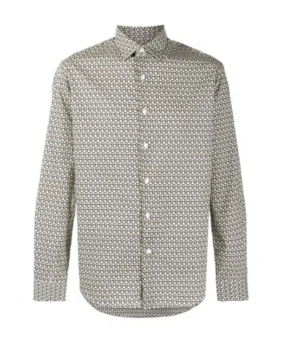 Ferragamo Man Shirt Lead Size Xxl Cotton In Gray