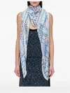 Ferragamo Gancini-print Silk Scarf In Blue