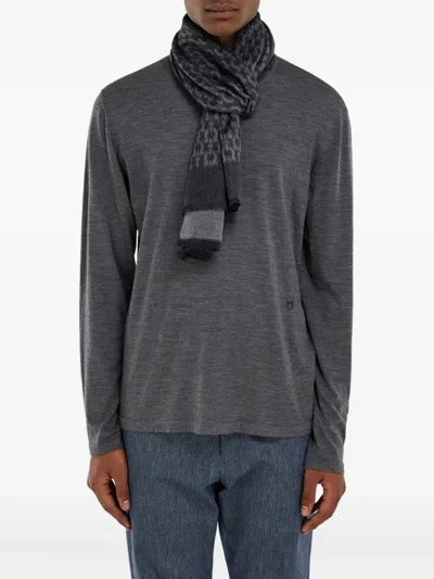 Ferragamo Gancini-print Silk Scarf In Gray