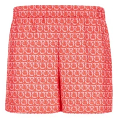 Ferragamo Gancini Print Silk Shorts In Pink