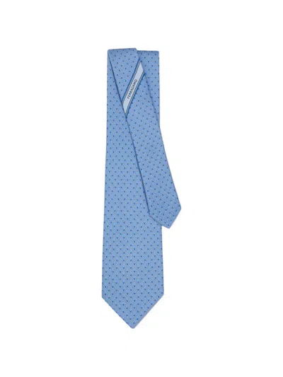 Ferragamo Gancini Print Silk Tie In Blue
