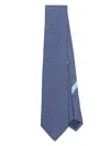 Ferragamo Gancini-print Silk Tie In Blue