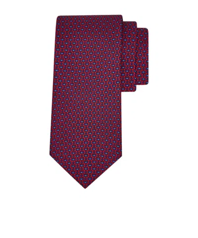 Ferragamo Gancini Print Silk Tie In Purple