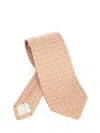 Ferragamo Gancini Print Silk Tie Ties And Bow Ties Orange In Orange