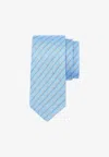 Ferragamo Gancini Print Striped Silk Tie In Light Blue