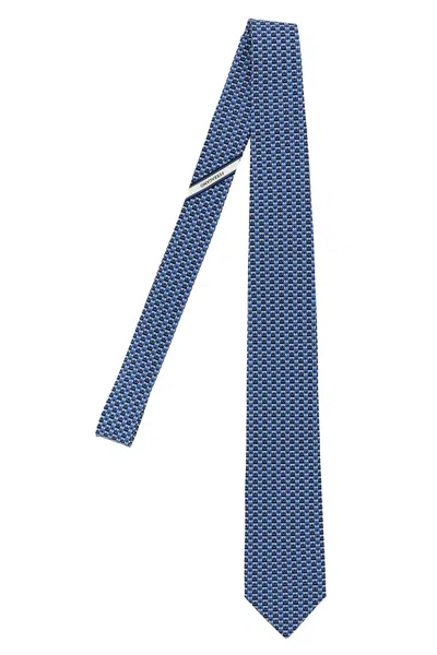 Ferragamo Gancini Print Tie In Blue