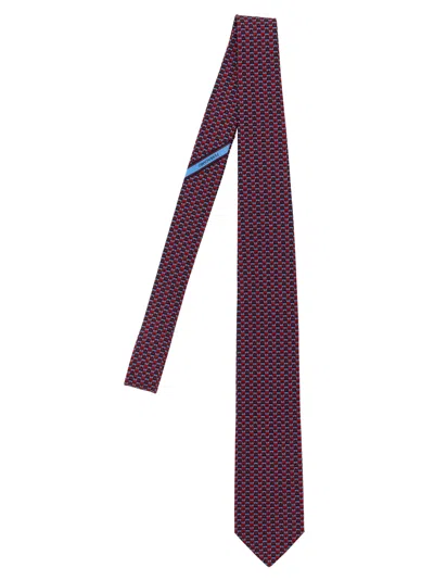 Ferragamo Gancini Print Tie In Brown