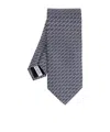 Ferragamo Gancini-print Tie In Gray