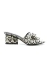 Ferragamo Gancini-print Viva Mules In Black