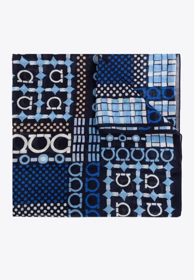 Ferragamo Gancini Print Wool Scarf
