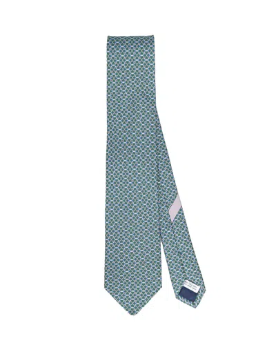 Ferragamo Gancini Printed Pointed-tip Tie In Blue