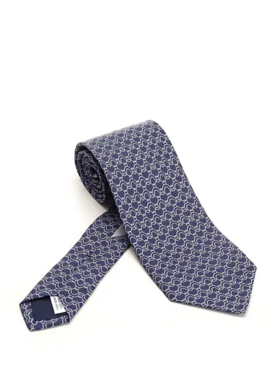 Ferragamo Gancini Printed Tie In Blue