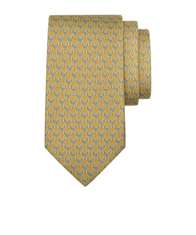 Ferragamo Gancini Printed Tie In Green