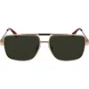 Ferragamo Gancini Prisma 60mm Navigator Sunglasses In Gold
