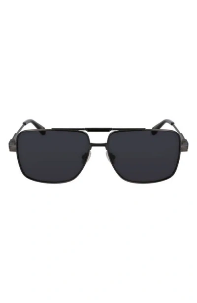 Ferragamo Gancini Prisma 60mm Navigator Sunglasses In Matte Dark Gunmetal