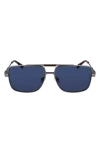 Ferragamo Gancini Prisma 60mm Navigator Sunglasses In Matte Light Ruthenium