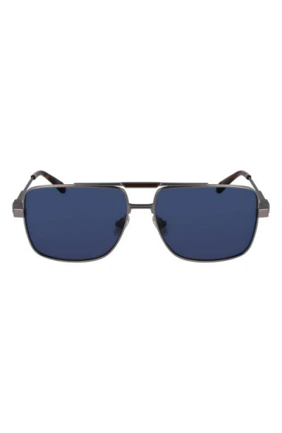 Ferragamo Gancini Prisma 60mm Navigator Sunglasses In Matte Light Ruthenium