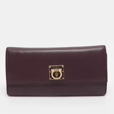 Ferragamo Gancini Purple Leather Continental Wallet