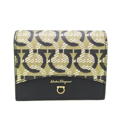 Pre-owned Ferragamo Gancini Pvc Wallet () In Black