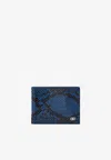 Ferragamo Gancini Python-embossed Leather Wallet In Blue