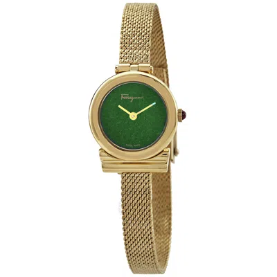 Ferragamo Gancini Quartz Green Dial Ladies Watch Sf1x00219 In Gold