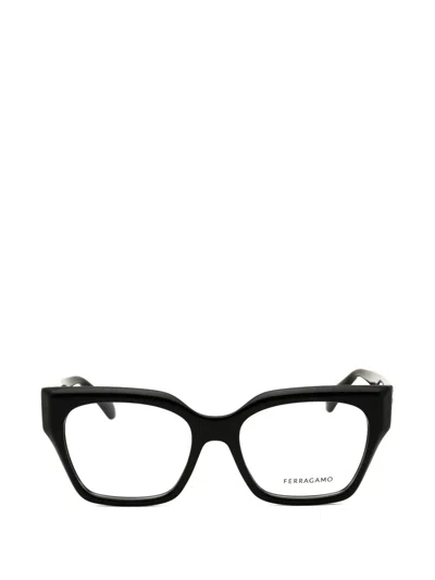 Ferragamo Gancini Rectangle-frame Glasses In Black