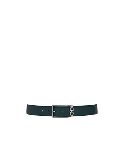 Ferragamo Gancini Reversible Adjustable Belt In Green
